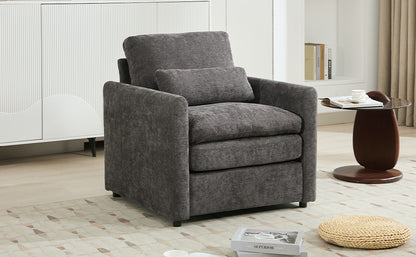 31.9" Cozy Upholstered Armchair Oversized Comfy Cloud Sofa Double Cushion Single Sofa Plush Cushion Armchair for Living Room, Grey image 7