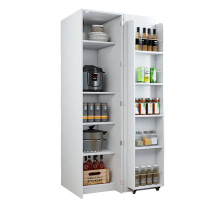 Kitchen Pantry Cabinet, White Freestanding Buffet Cupboards Sideboard with Doors & Shelves, Kitchen Pantry Storage Cabinet for Kitchen, Living Room and Dinning Room image 3