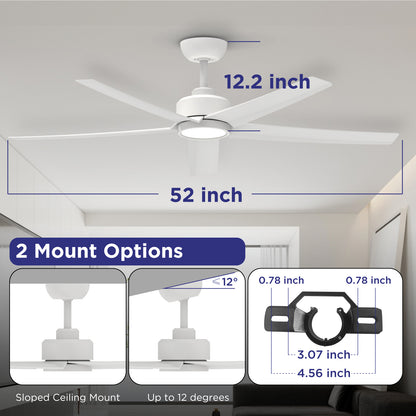 52 inch Ceiling Fans with Lights, Large Air Volume Ceiling Fans with Reversible Quiet DC Motor and Remote, 5D-W5, 5X-W5 image 4
