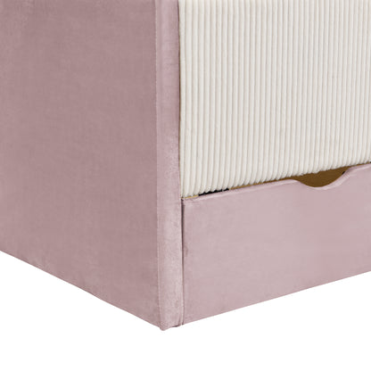 Full Size Upholstered Daybed Frame with 2 Storage Drawers, Pink image 9