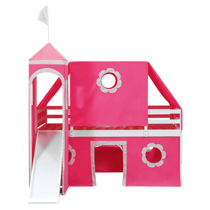 Twin Size Loft Bed with Slide Pink Tent and Tower - Pink(OLD SKU:N708P249511H) image 9