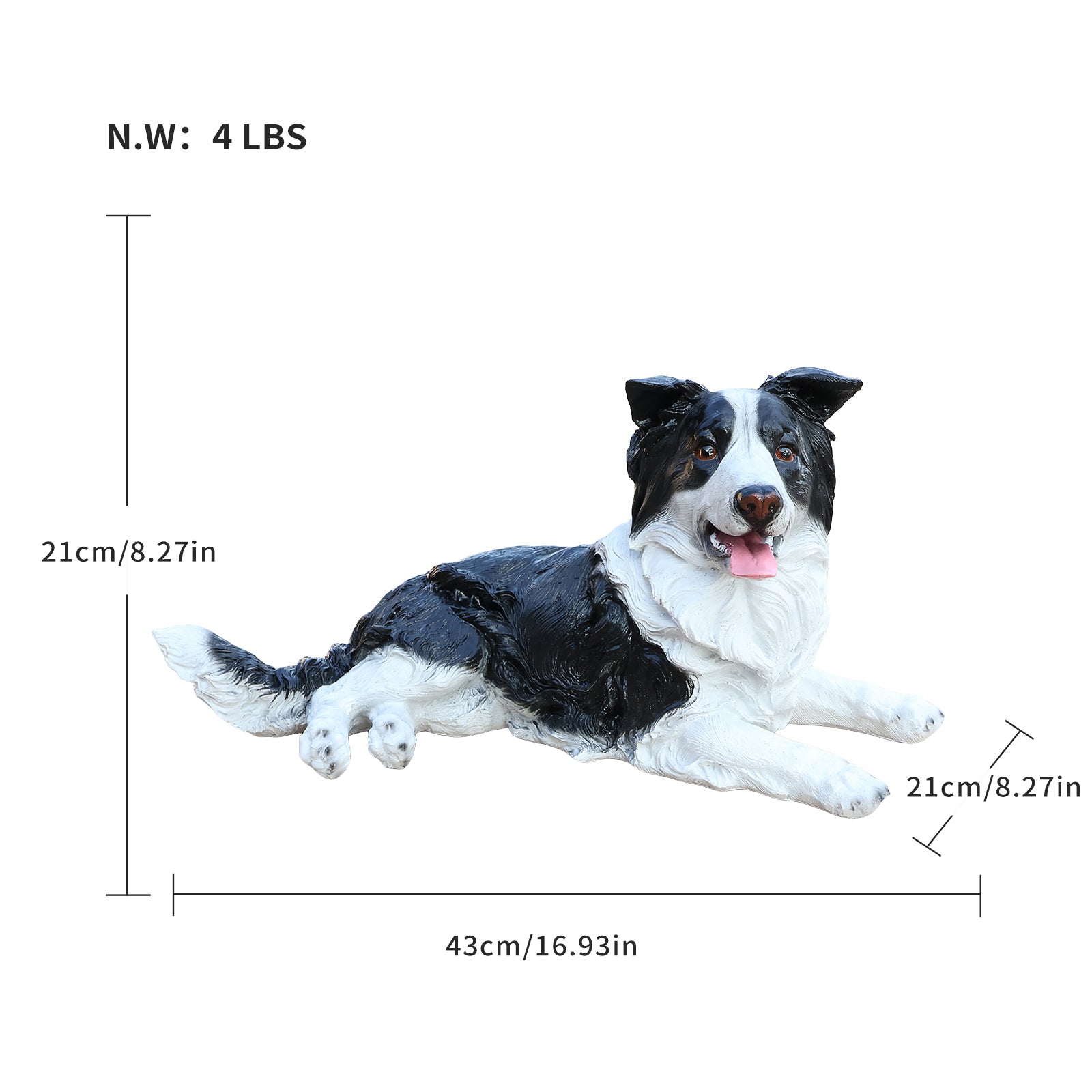 Outdoor Garden Border Collie Dog Statue Greeter Garden Decor – Cute Puppy Sculpture for Yard Porch New Year Gift image 3