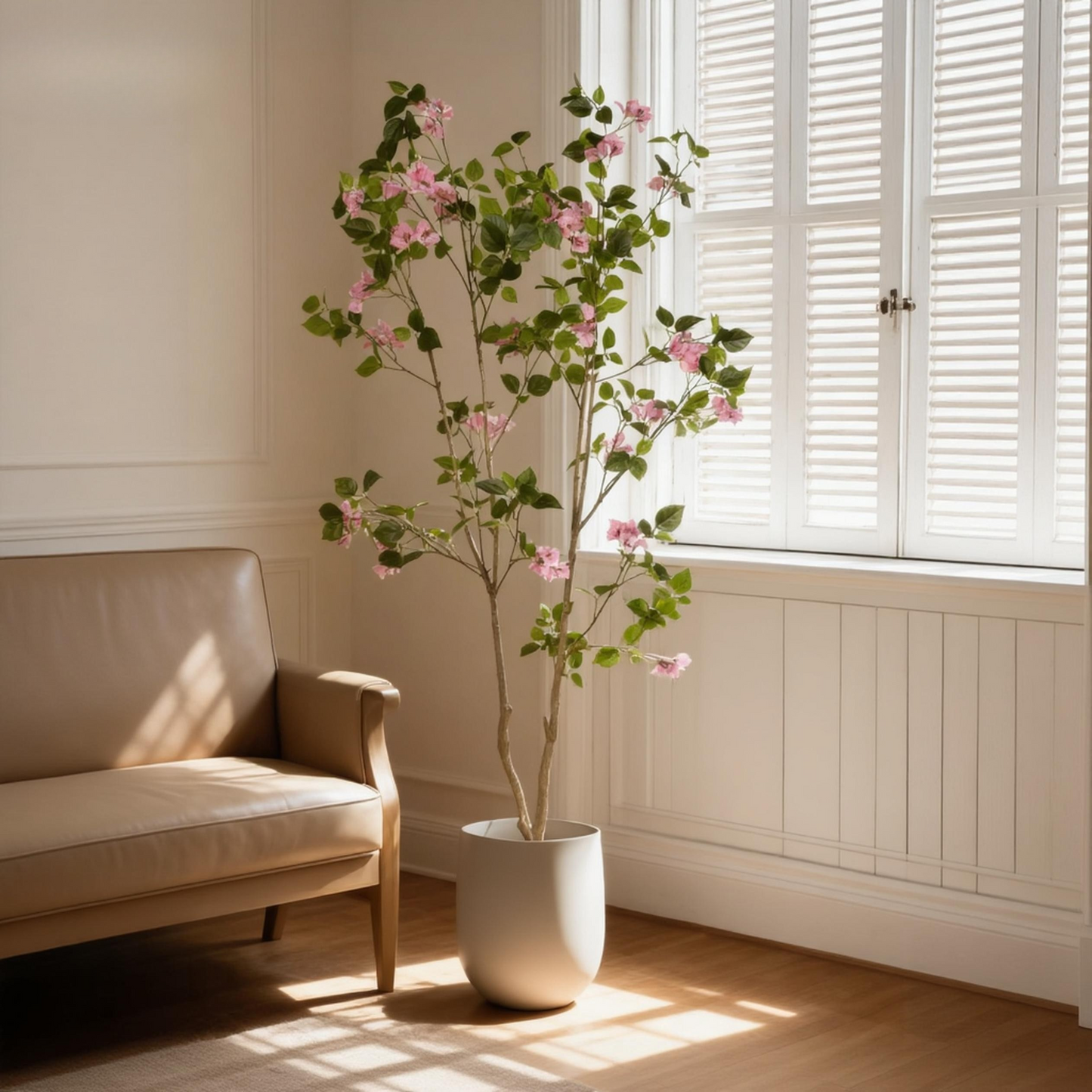 6FT Artificial Bougainvillea Tree with Black Plastic Pot, Realistic Fake Flowering Tree for Indoor Home Office Decor, Potted Faux Plant, 1pc/set image 2