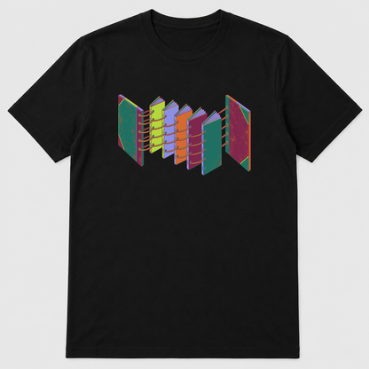 Open Spine Assembly Bookbinding Graphic T-Shirt - POD-20260811-144_black_front_mockup