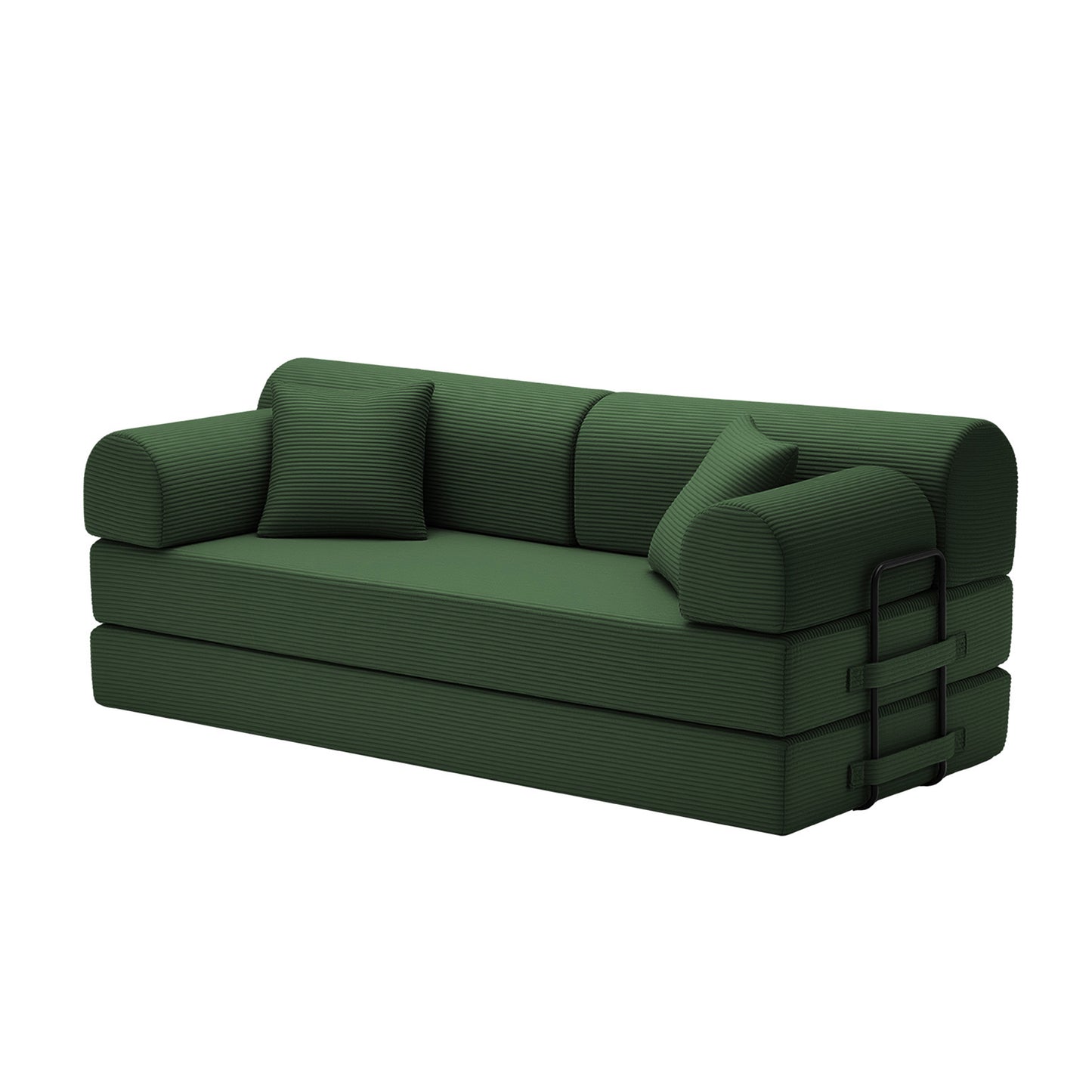 Convertible Sleeper Sofa Bed,Corduroy Folding Mattress Couch with Fixed-Shape Frame, Floor Sofa Lounge Couch for Living Room Bedroom(Green) image 4