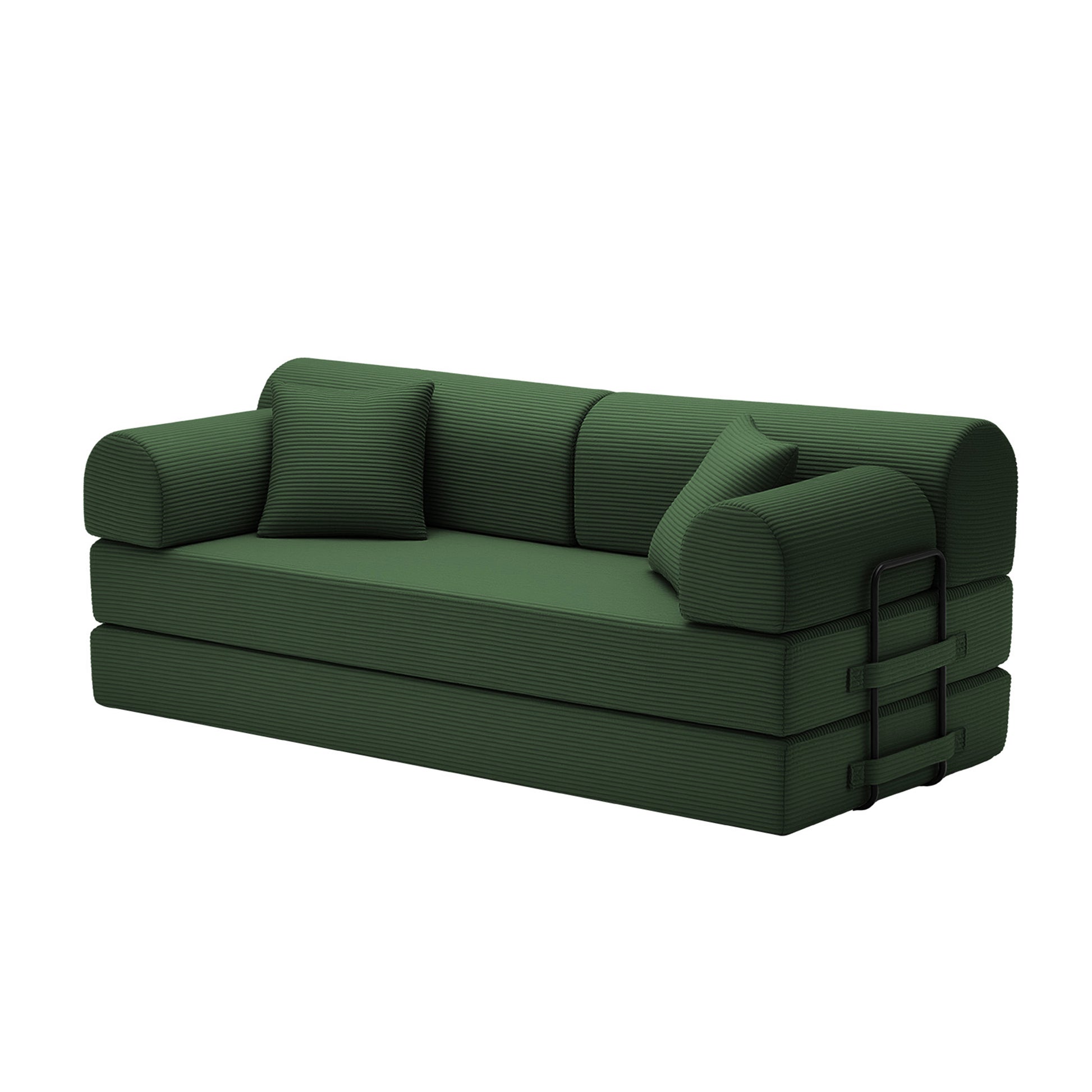 Convertible Sleeper Sofa Bed,Corduroy Folding Mattress Couch with Fixed-Shape Frame, Floor Sofa Lounge Couch for Living Room Bedroom(Green) image 4