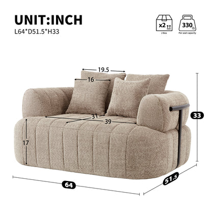 64" Oversized Boneless Chair Chaise Lounge Indoor with Metal Support, Upholstered Boucle Deep Seat Single Cloud Sofa Chair, Cozy Comfy Sofa Bed for Living Room & Bedroom image 6