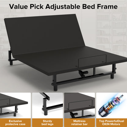 Adjustable Bed Base Frame Queen Bed Frame with Head and Foot Incline Wireless Remote 4 Ports USB, Under-Bed Nightlights, Zero Gravity Quiet Motor Black Queen image 4