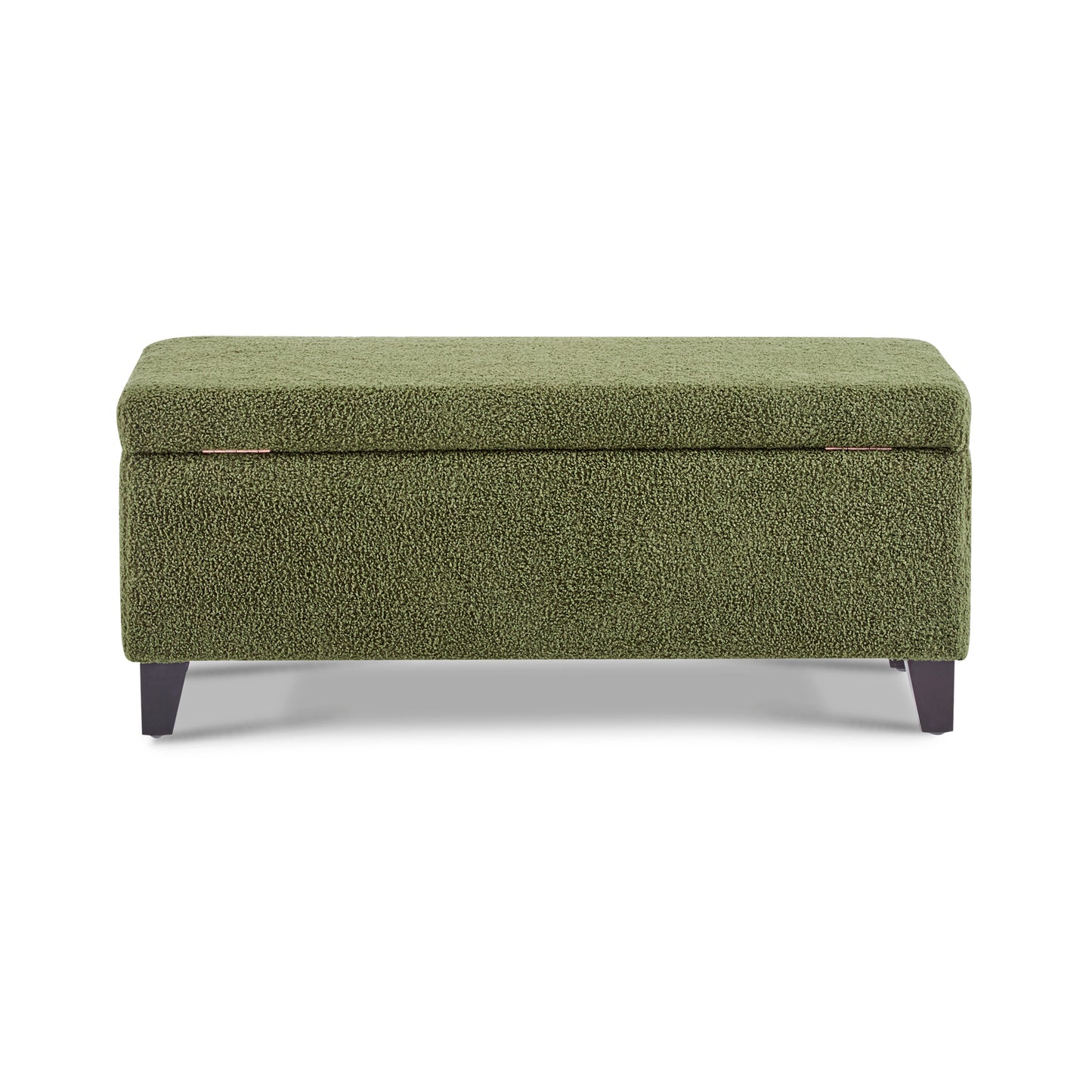 Storage Ottoman with Flip-Top Lid, Easy Assembly, Boucle Fabric & Rubber Wood Legs, Retro Green image 10