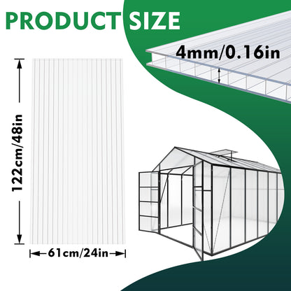 10 Pack Twin-Wall Polycarbonate Sheets 4' x 2' x 0.16" UV Protected Greenhouse Panels, Shatterproof & Insulated Roofing Sheets for Greenhouse, Patio Cover, Garden Shed and DIY Projects image 9