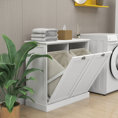 Two-Compartment Tilt-Out Laundry Sorter Cabinet-White image 5