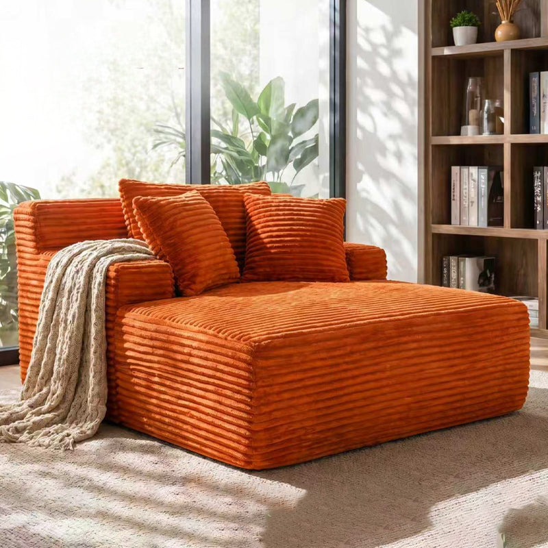 66-inch indoor chaise lounge, oversized cushion boneless sofa bed with pillow, luxury faux fur sleeper chair, armrest reading chair, living room cloud sofa, no assembly required image 1