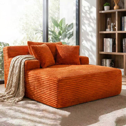 66-inch indoor chaise lounge, oversized cushion boneless sofa bed with pillow, luxury faux fur sleeper chair, armrest reading chair, living room cloud sofa, no assembly required image 1
