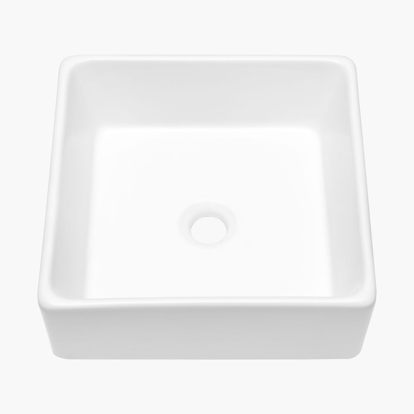 15x15 Inch White Ceramic Square Vessel Bathroom Sink image 6