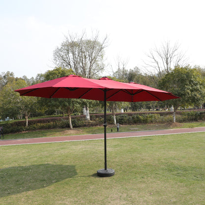 15x9ft Large Double-Sided Rectangular Outdoor Twin Patio Market Umbrella with light and base- red image 18