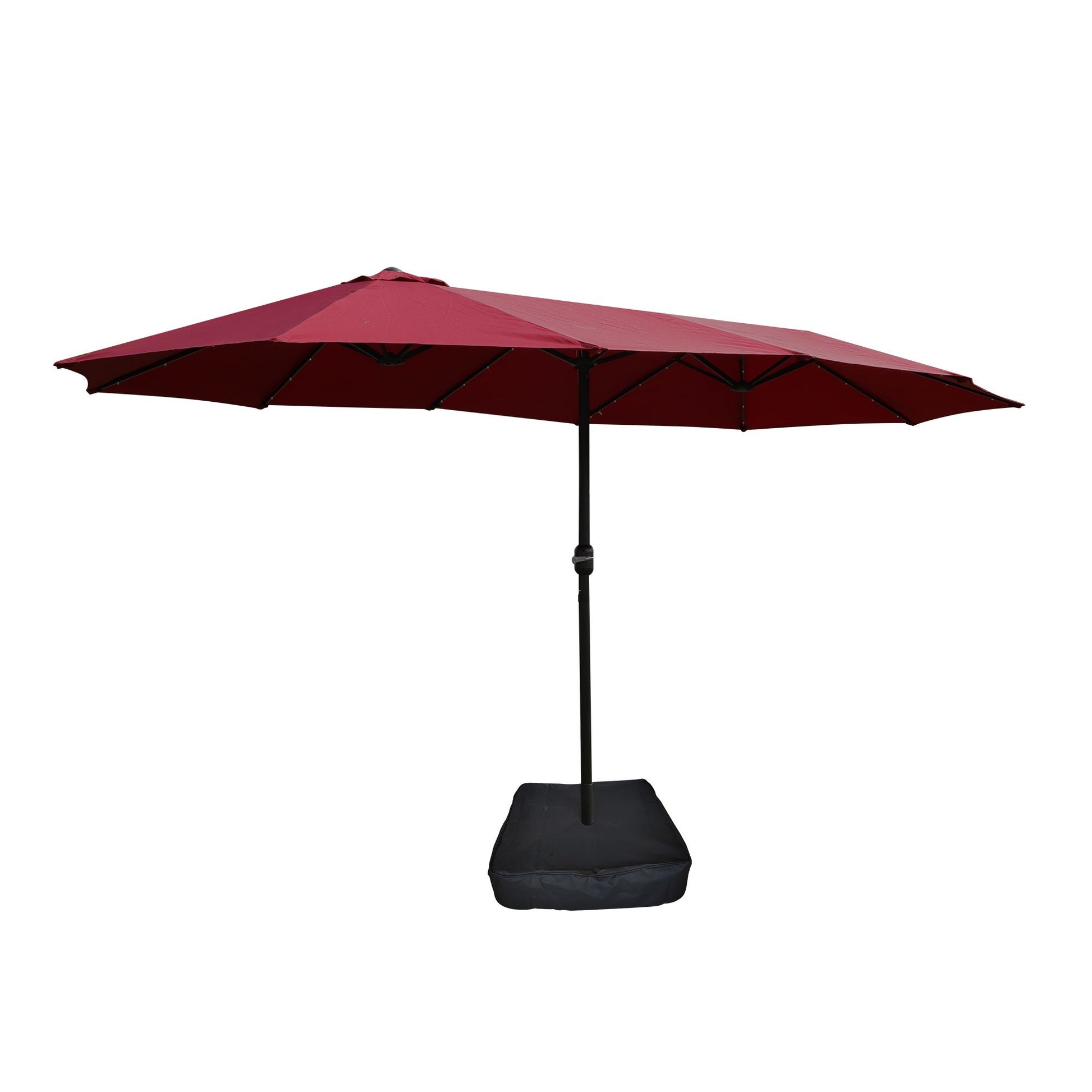 15x9ft Large Double-Sided Rectangular Outdoor Twin Patio Market Umbrella with light and base- red image 5