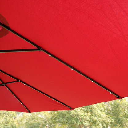 15x9ft Large Double-Sided Rectangular Outdoor Twin Patio Market Umbrella with light and base- red image 11