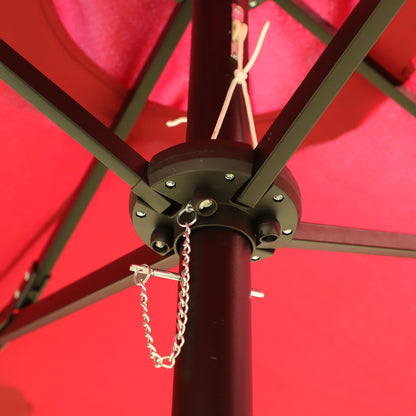 15x9ft Large Double-Sided Rectangular Outdoor Twin Patio Market Umbrella with light and base- red image 13