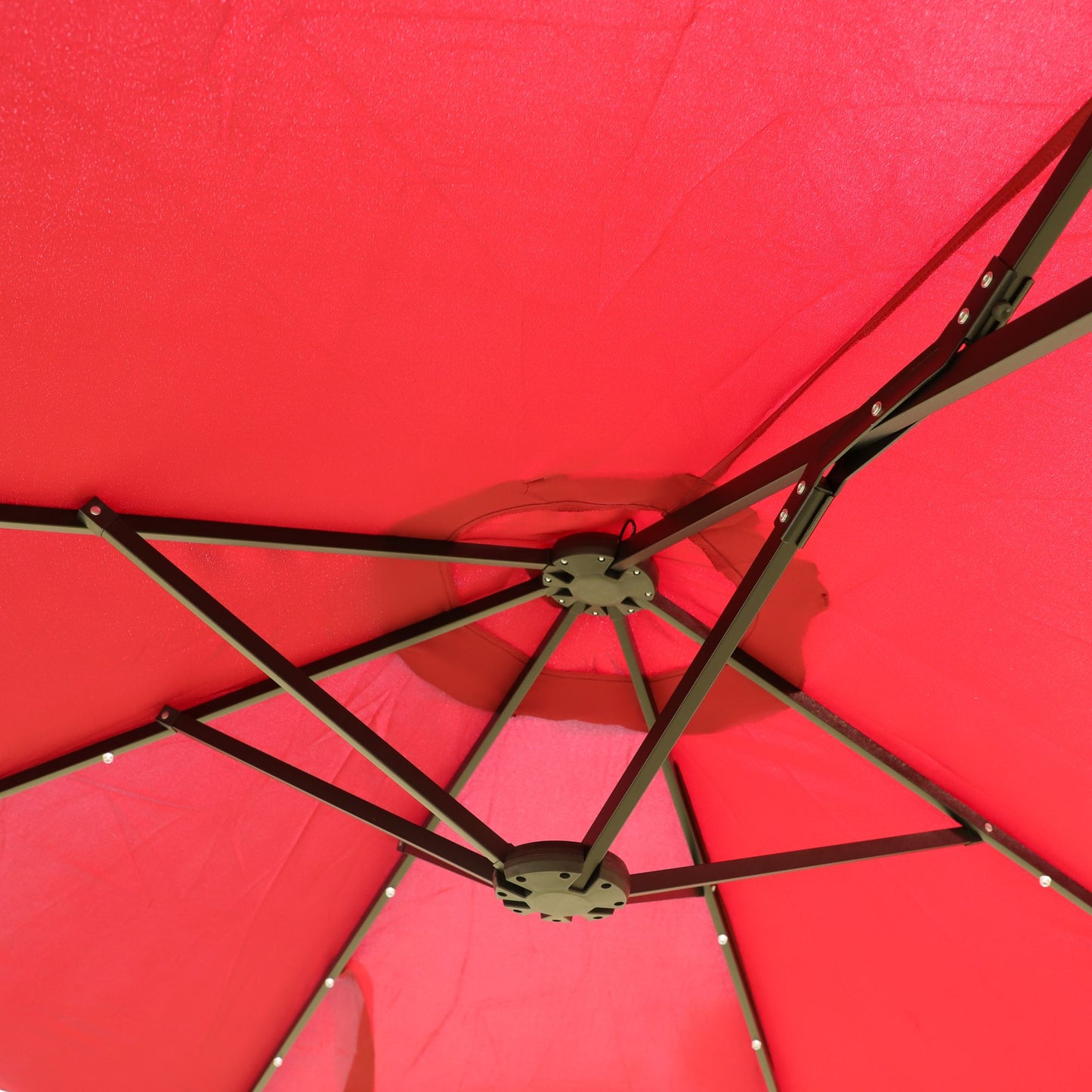 15x9ft Large Double-Sided Rectangular Outdoor Twin Patio Market Umbrella with light and base- red image 10