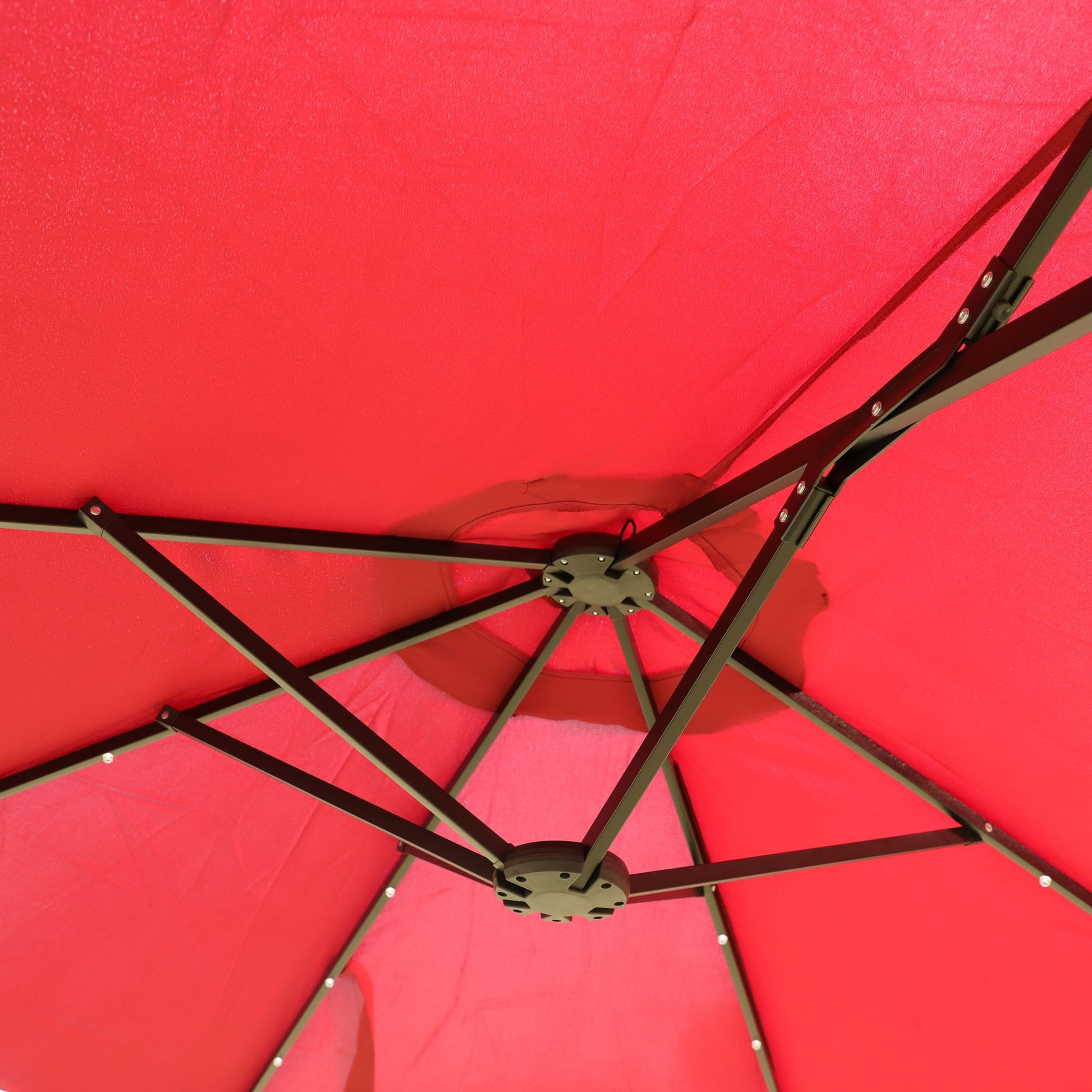 15x9ft Large Double-Sided Rectangular Outdoor Twin Patio Market Umbrella with light and base- red image 10
