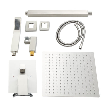 16-inch Ceiling Mount Square Stainless Steel High Pressure Rain Shower Head With Stainless Steel Shower Hose and Handhel image 17