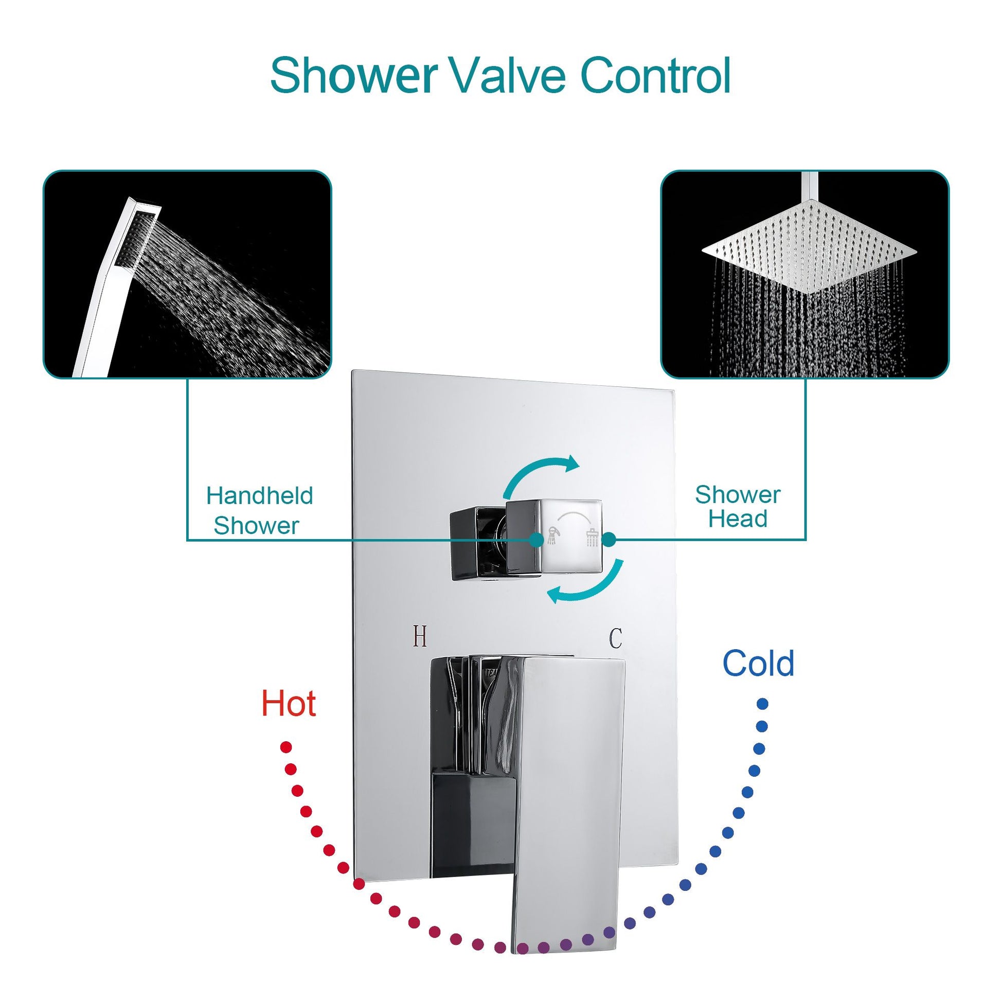 16-inch Ceiling Mount Square Stainless Steel High Pressure Rain Shower Head With Stainless Steel Shower Hose and Handhel image 6