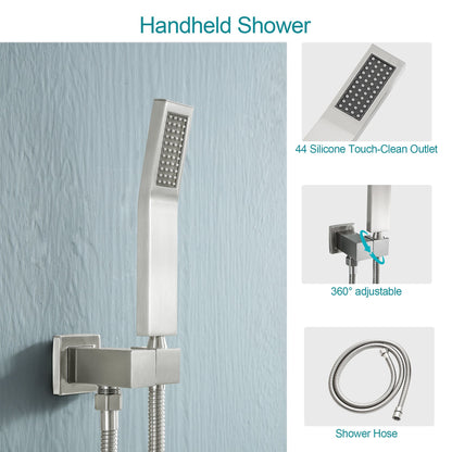16-inch Ceiling Mount Square Stainless Steel High Pressure Rain Shower Head With Stainless Steel Shower Hose and Handhel image 13