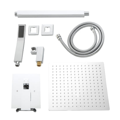 16-inch Ceiling Mount Square Stainless Steel High Pressure Rain Shower Head With Stainless Steel Shower Hose and Handhel image 8