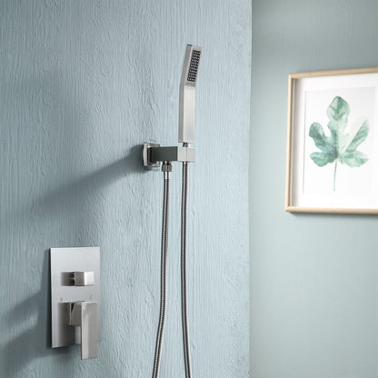 16-inch Ceiling Mount Square Stainless Steel High Pressure Rain Shower Head With Stainless Steel Shower Hose and Handhel image 12