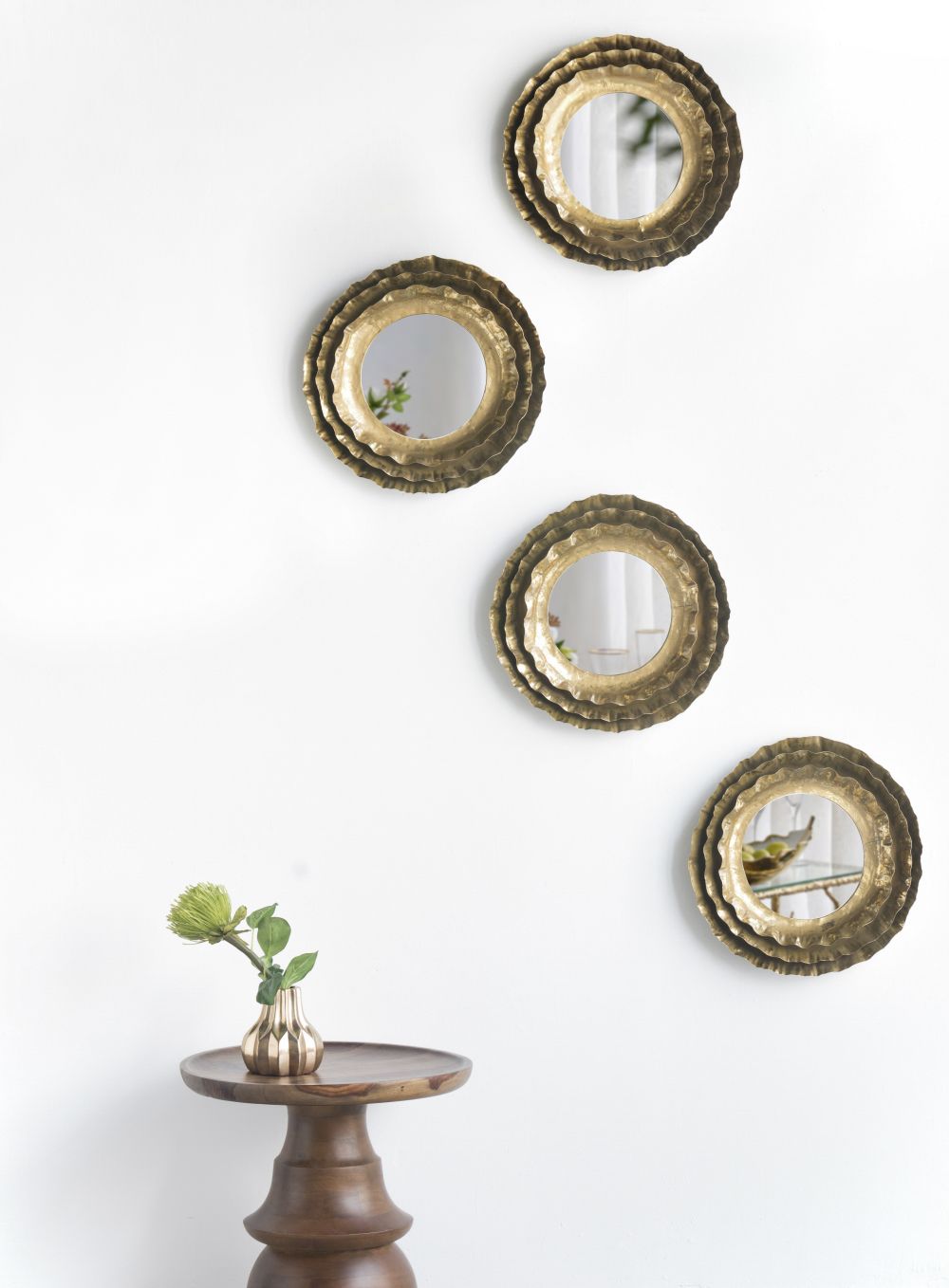 Ashlyn round wall mirror gold metal frame product image