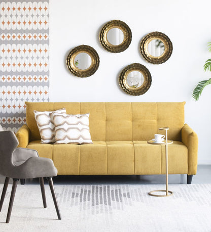 Small round wall mirror gold metal frame for bedroom