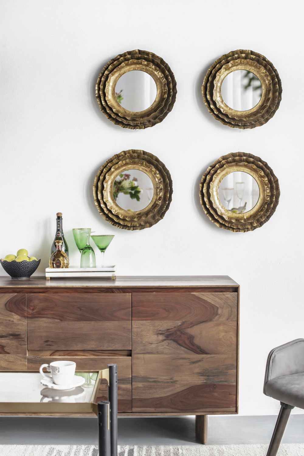 16 inch gold metal frame mirror decorative accent for entryway