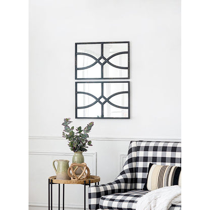 16x23 rectangular wooden wall mirror set of 2 antique black frame horizontal orientation