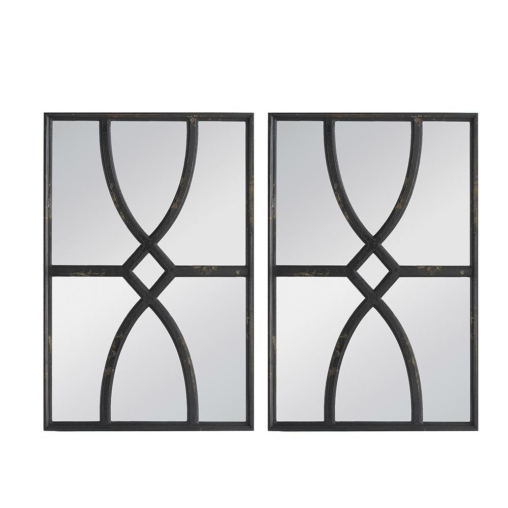 16x23 rectangular wooden wall mirror set of 2 antique black frame detail