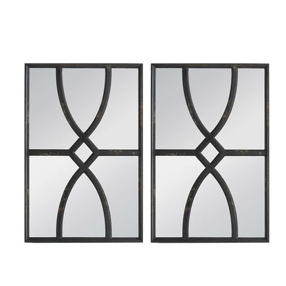 16x23 rectangular wooden wall mirror set of 2 antique black frame detail