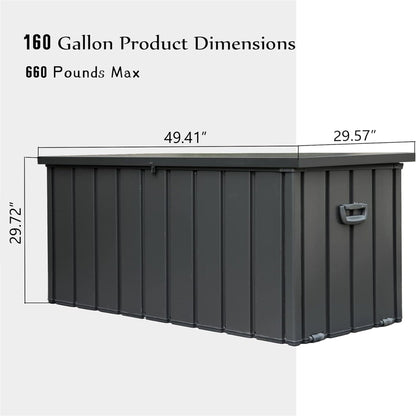 160 Gallon Outdoor Storage Deck Box Waterproof, Large Patio Storage Bin for Outside Cushions, Throw Pillows, Garden Tool image 6