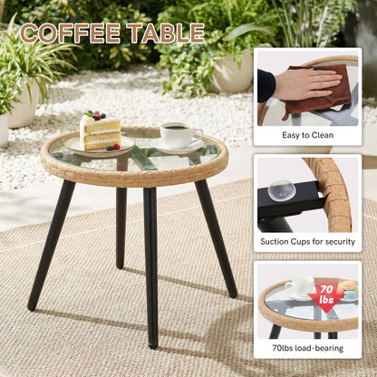5 Piece Patio Furniture Set, Outdoor Wicker Small Conversation Bistro Set, All-Weather PE Rattan Chairs with Ottoman & Coffee Table, Ideal for Balcony Porch Deck Yard Poolside image 8