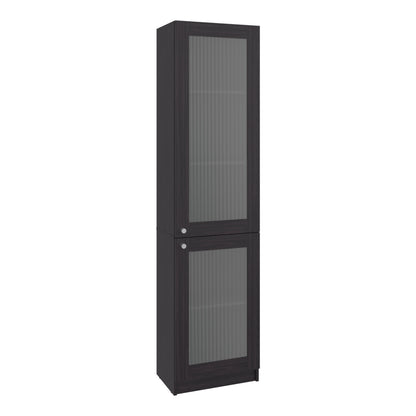 Surry Tall Bookcase 71" H with 2 Fluted Panel Doors and Five Interior Shelves, Black Wengue image 8