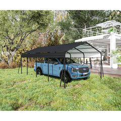 Campcraft 13 x 26.5 ft carport, 0.25mm thick, with protective film to prevent scratching, 2 pairs of adhesive gloves, 3 hooks, 12 expansion screws, 6 fixed iron pieces