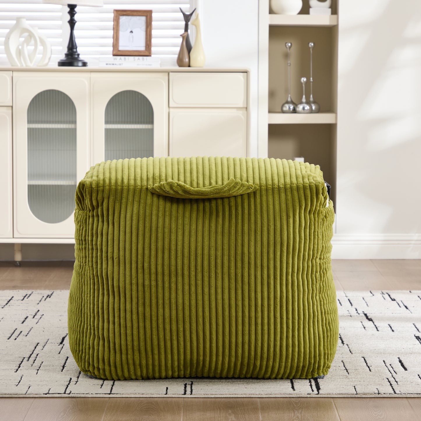 Big Bean Bag Chair for Adults,Lounger Large Bean Bag Sofa, Memory Foam Filled Beanbag Chair for Living Room, Bedroom, Balcony,Comfy Corduroy Bean Bag Chair with ottoman,Ergonomic Support & Premium Com image 7