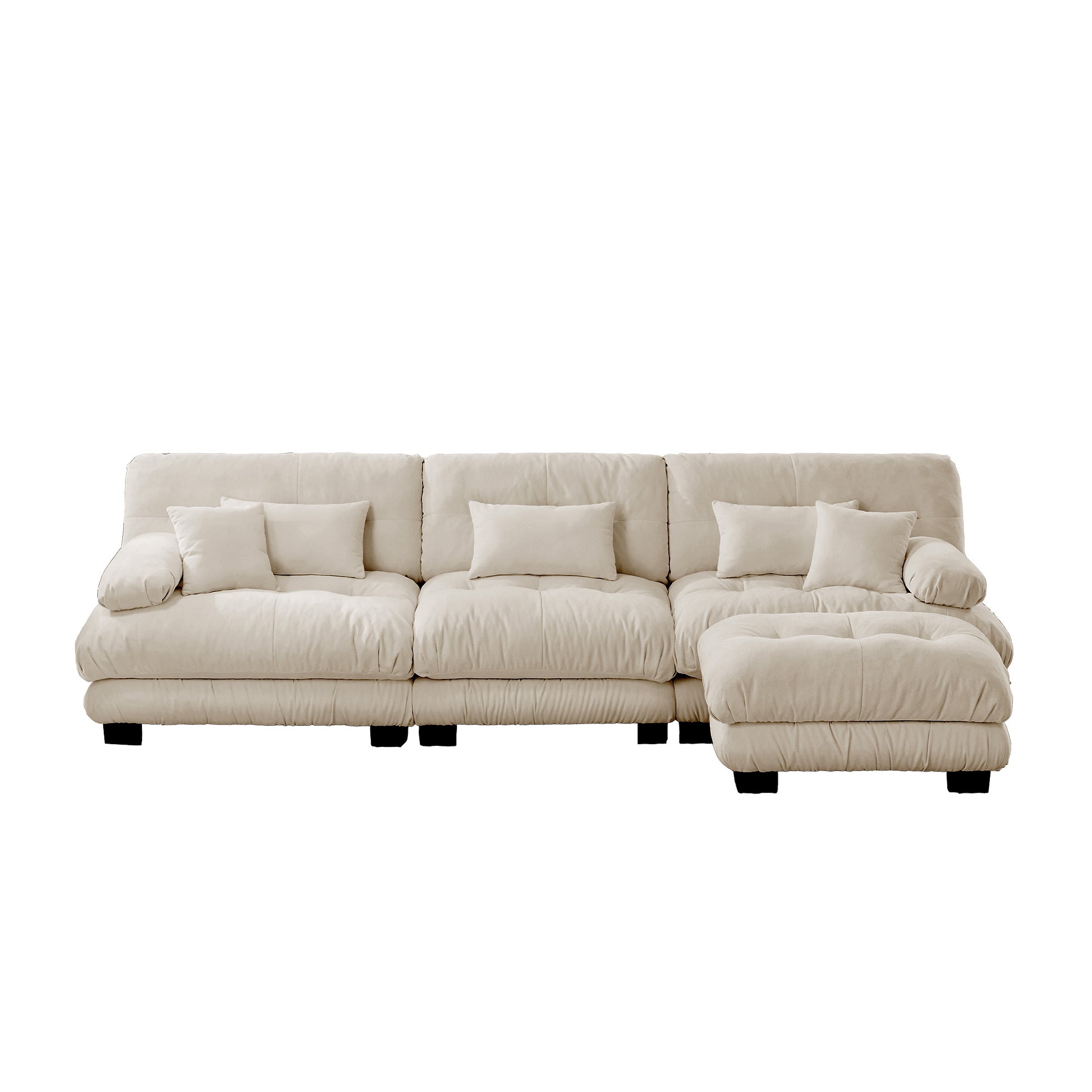 Luxury Modular Sectional Sofa Couch,Oversized L Shaped Cloud Couch for Living Room,Deep Seat Sofa Couch with Convertible Ottoman,Chenille Light coffee image 11