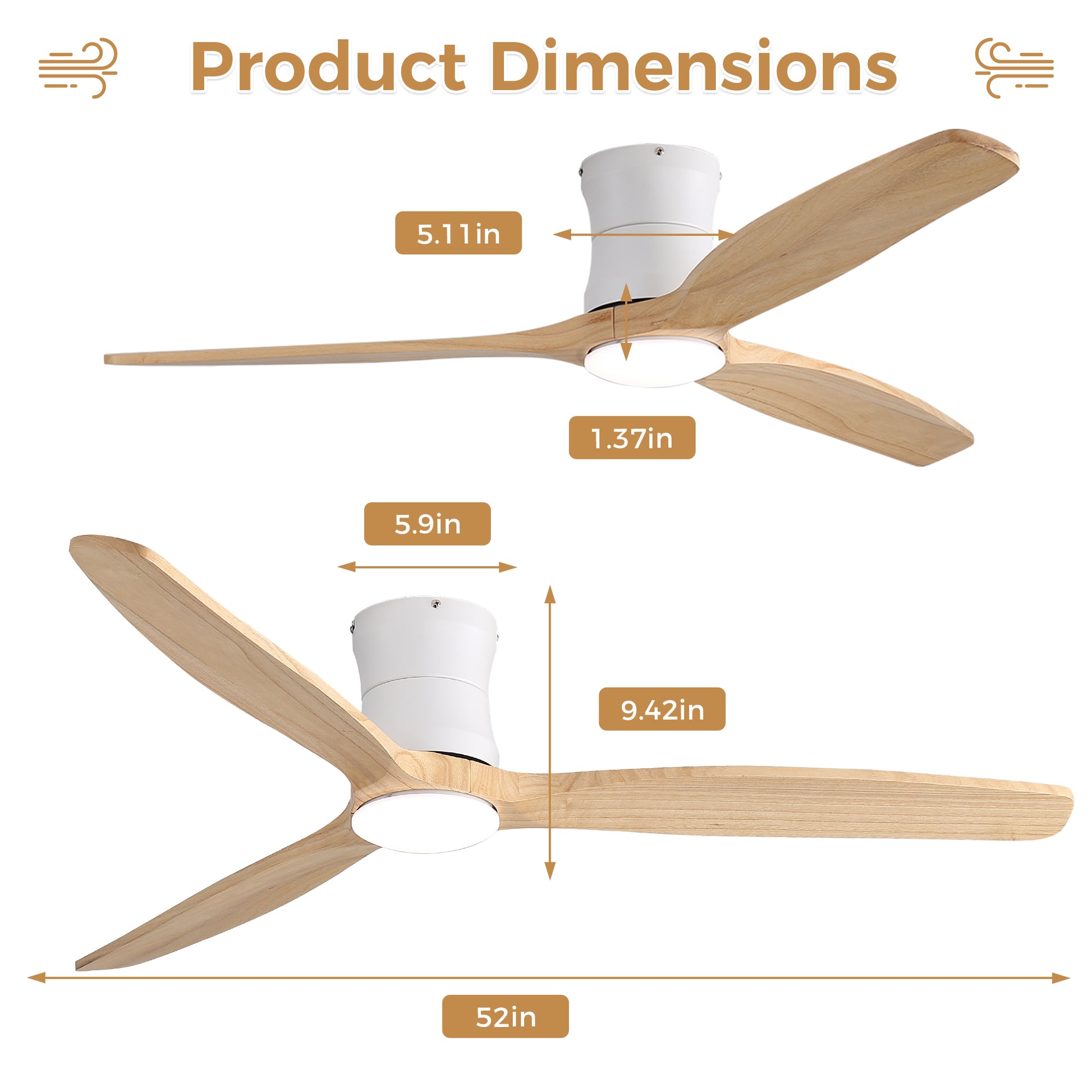 52-inch ceiling fan with light, DC reversible motor, timer (1/4/8 hours),Light with memory function image 8