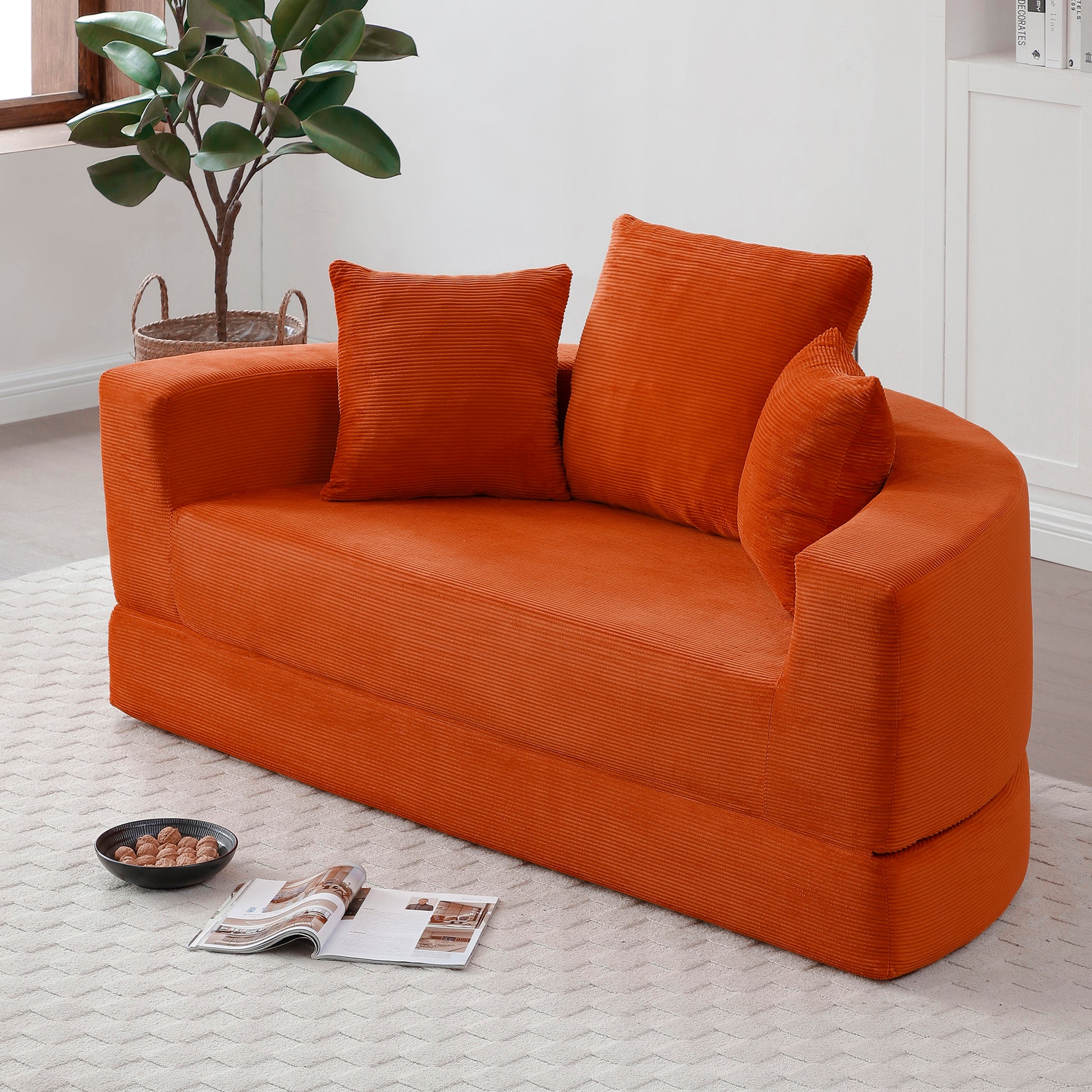 Convertible sofa couch bed,multi-functional,circular bed,adjustable Futon sofa,No Assembly compressed corduroy floor lounge sofa for Apartment office bedroom living room image 3