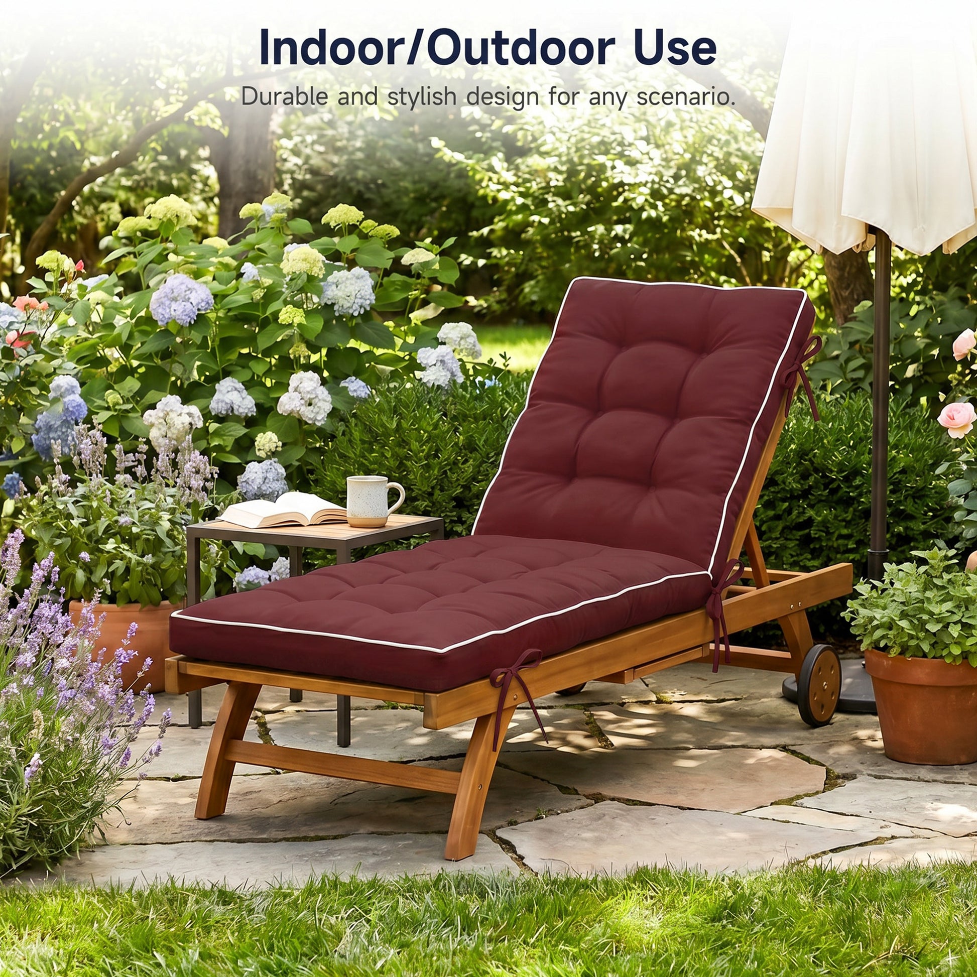 2 Pack 72x21 Inch Folding Chaise Lounge Cushion Quick Dry - Outdoor Sun Lounger Seat Pad with Shredded Foam for Patio Furniture, Deck Chairs, Poolside image 4
