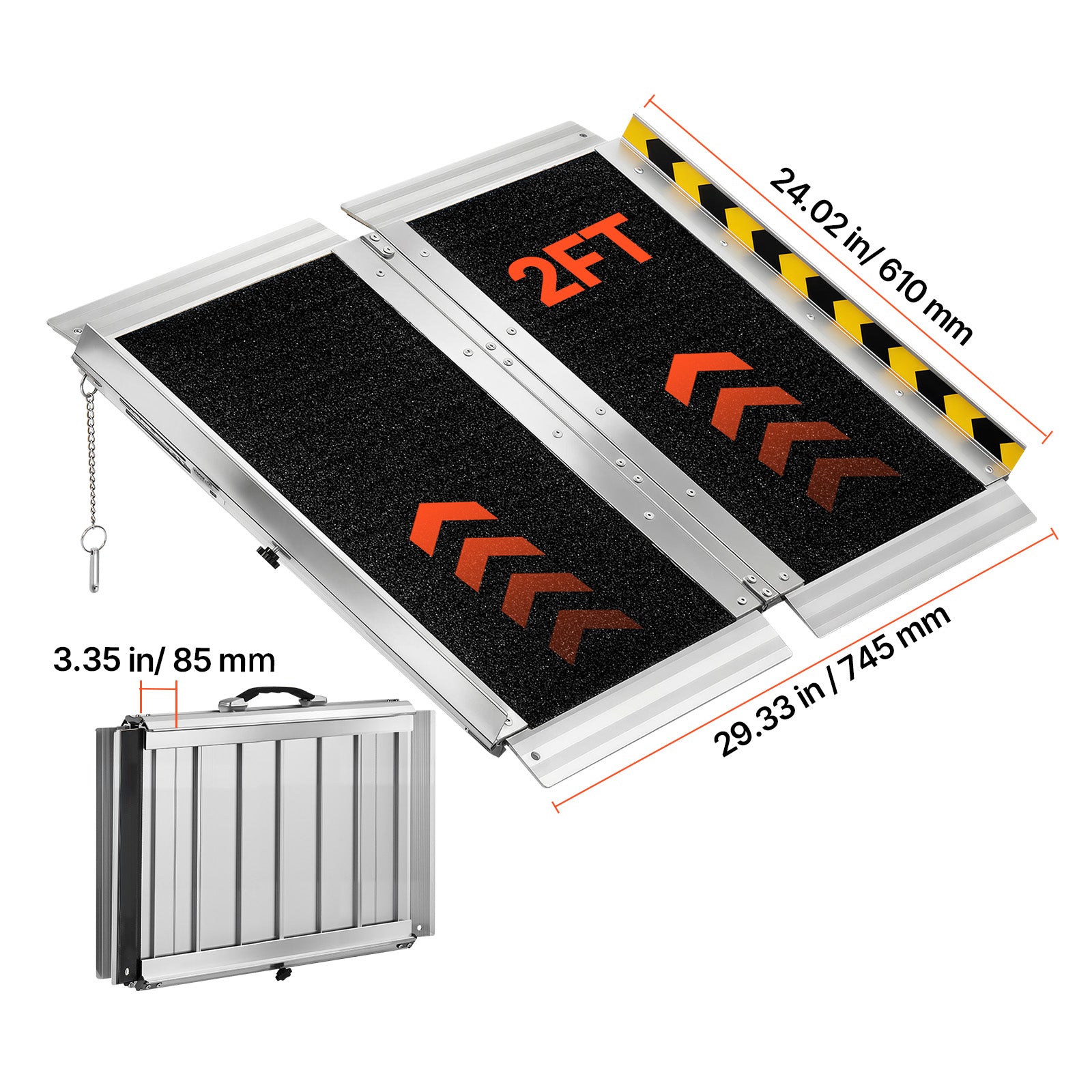 Portable Wheelchair Ramp, 2FT, Non-Slip Aluminum Folding Handicap Ramp for Wheelchair, 800 lbs Capacity, Door Threshold Ramps for Home Steps, Stairs, Entry, Threshold, Doorways, Scooter, Curbs image 11