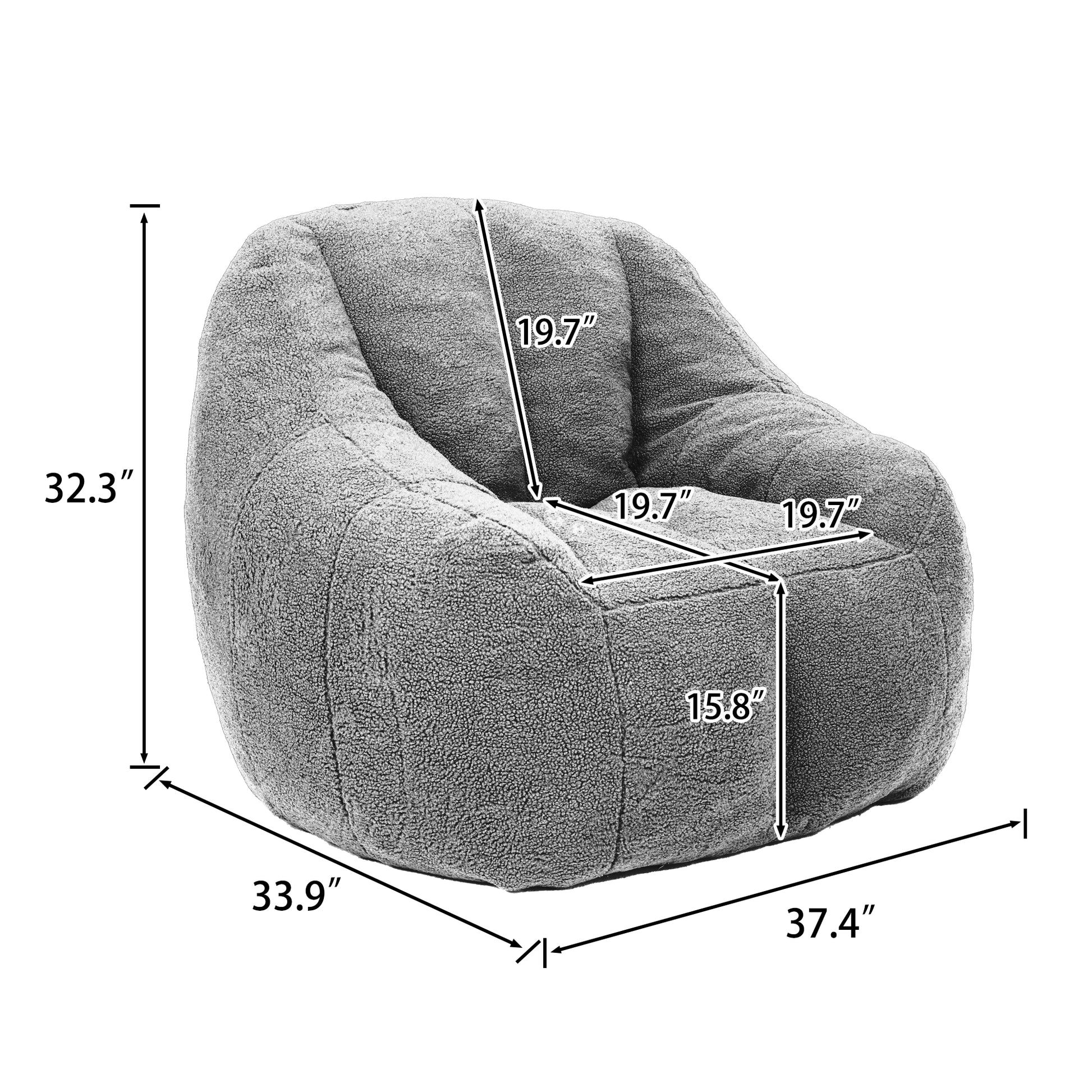 Bean Bag Chair with Filler, Bean Bag Sofa with Tufted Soft Stuffed Filling, Fluffy and Lazy Sofa, Comfy Cozy BeanBag Chairs with Memory Foam for Dorm, Apartment, Living Room image 9