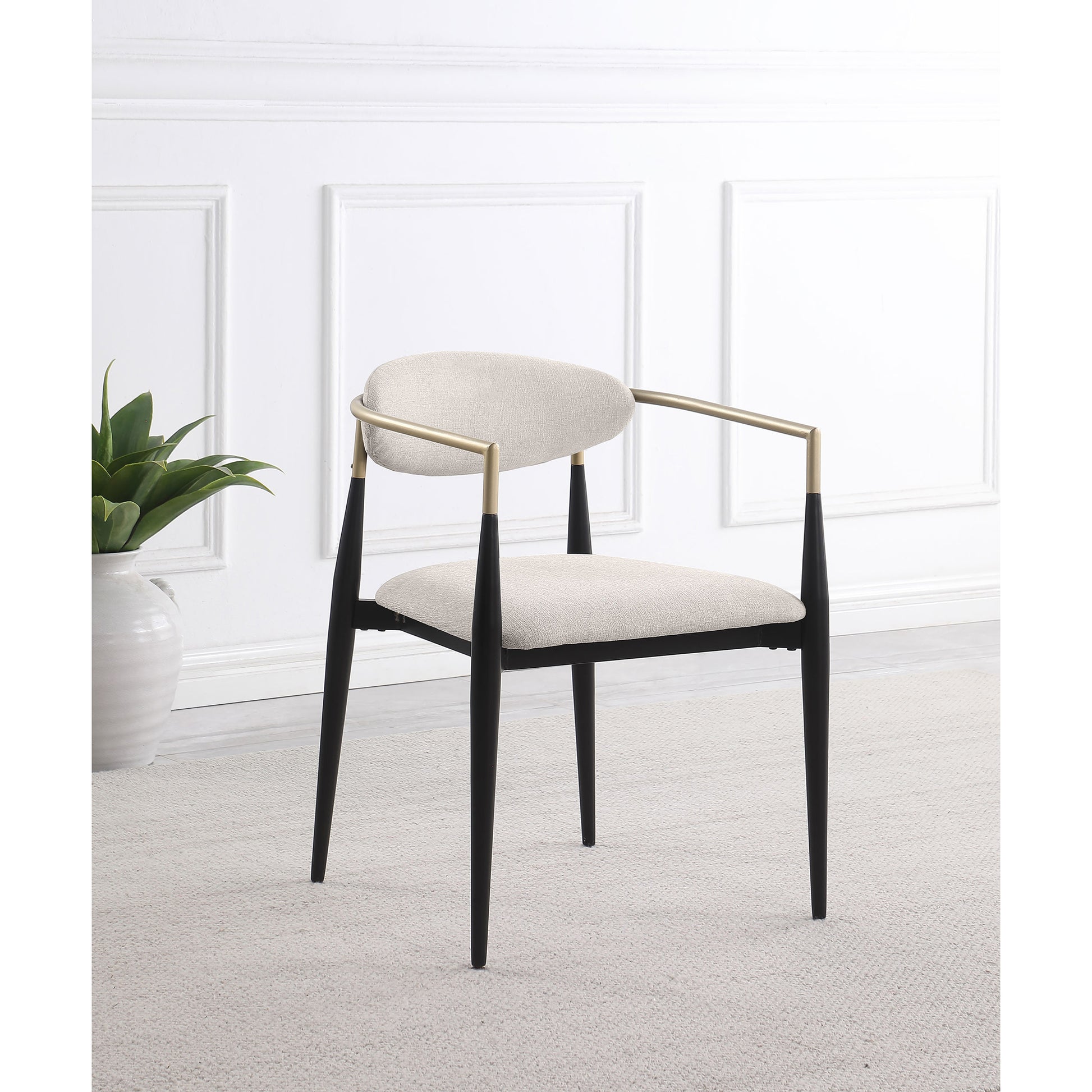 Mistra Beige Fabric Upholstered Dining Arm Chair (Set of 2) image 1