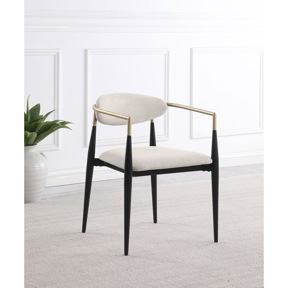 Mistra Beige Fabric Upholstered Dining Arm Chair (Set of 2)