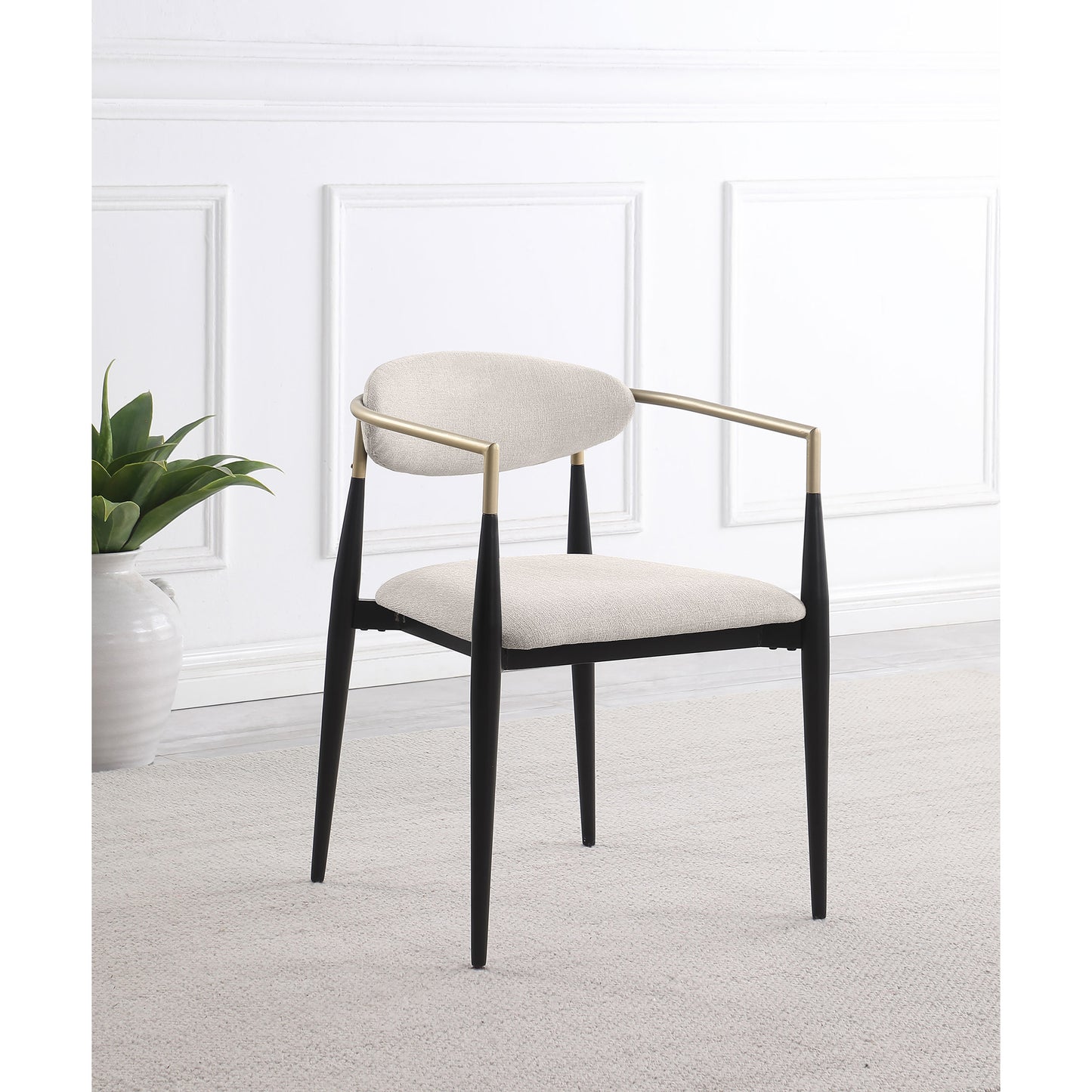 Mistra Beige Fabric Upholstered Dining Arm Chair (Set of 2) image 1