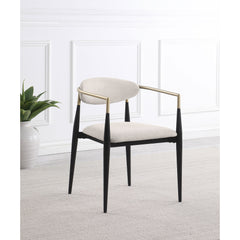 Mistra Beige Fabric Upholstered Dining Arm Chair (Set of 2)